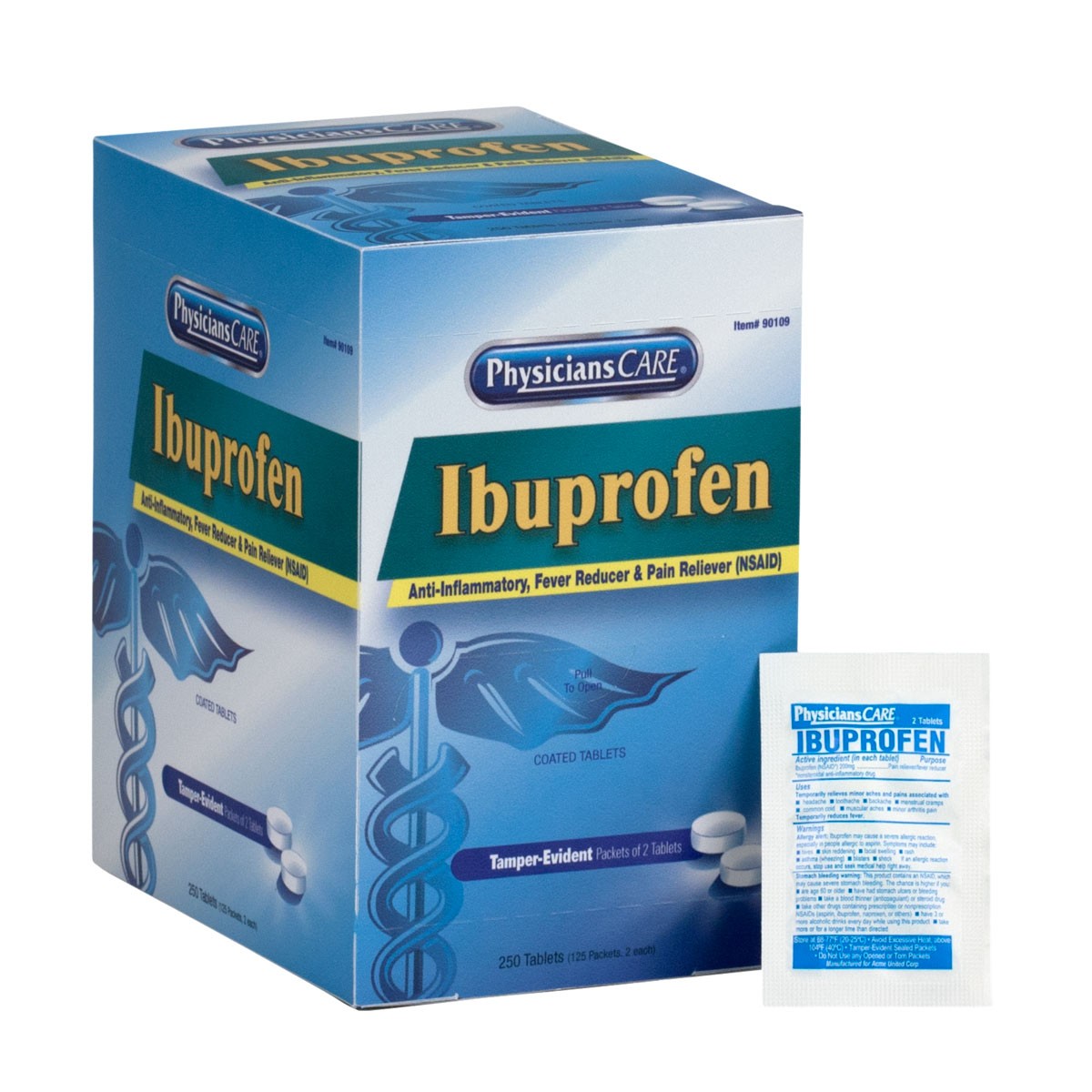 PhysiciansCare 200mg Ibuprofen, 125x2/Box - First Aid Safety